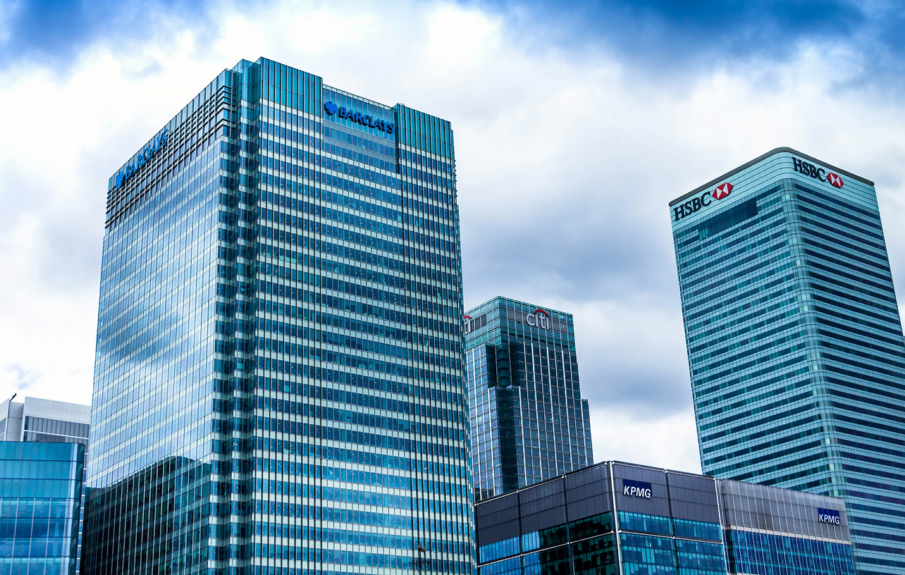 Barclays, HSBC, KPMG and Citibank offices in Canada Square, Canary Wharf