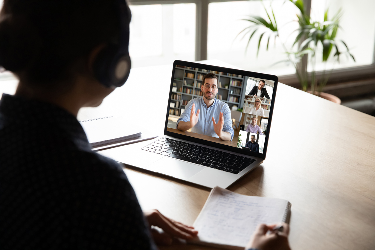 Businesswoman eLearning over remote video call