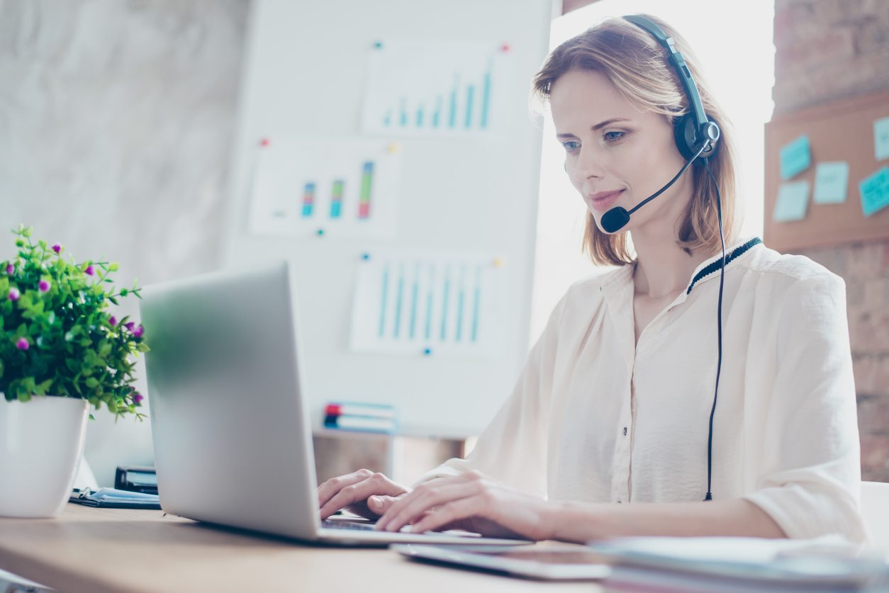 Call centre operator using CRM software