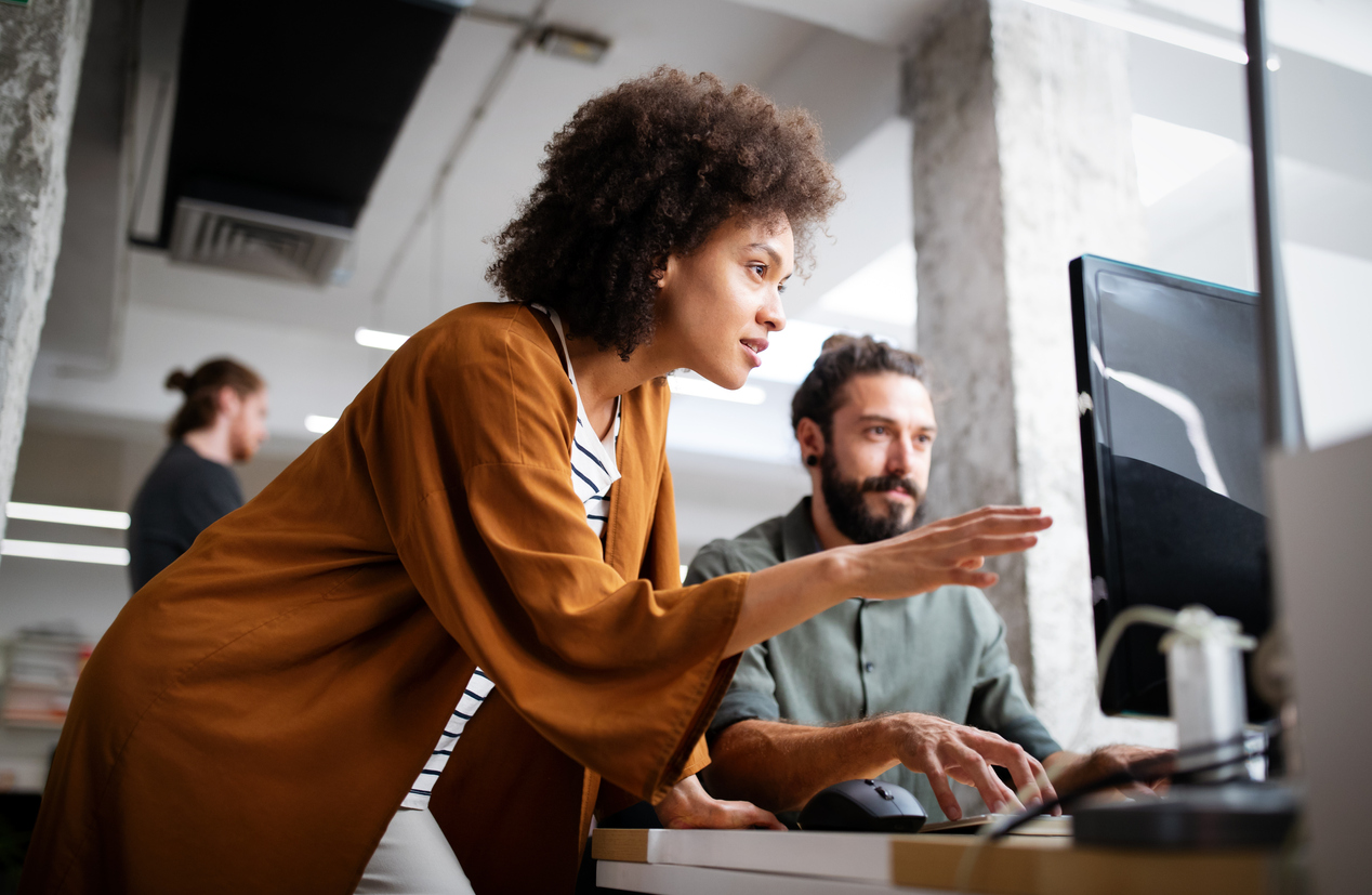 Finance team working with an IT system