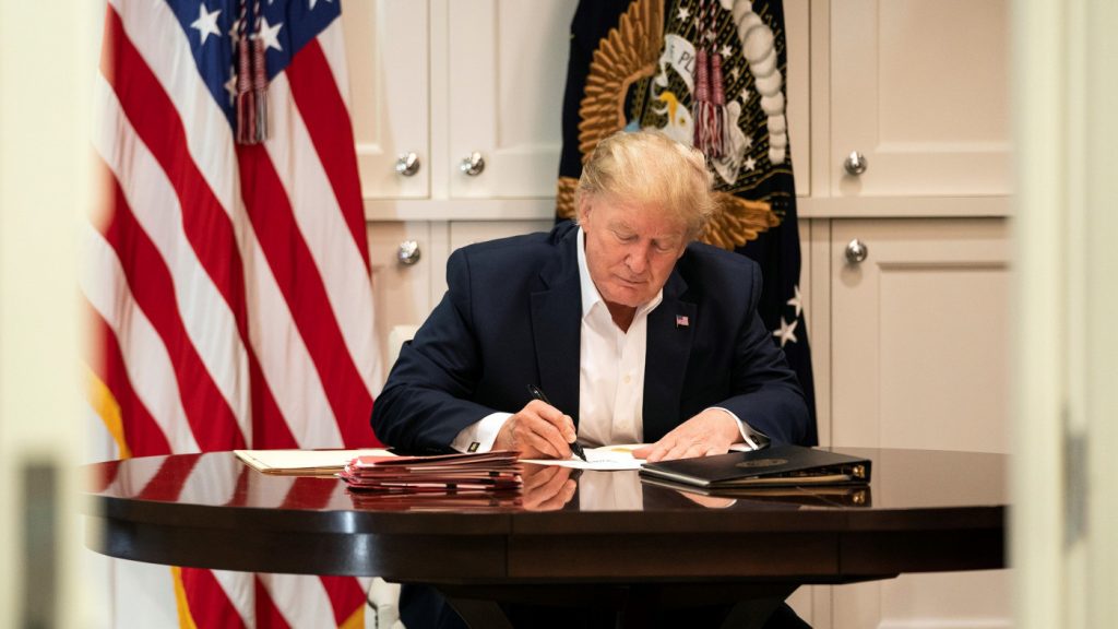 President Trump in the Presidential Suite at Walter Reed