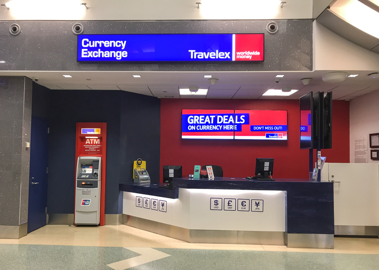 Travelex currency exchange counter at JFK Airport