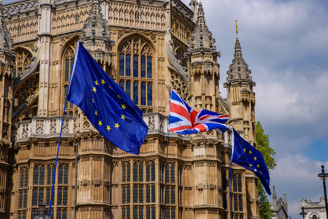 UK and EU flags in London