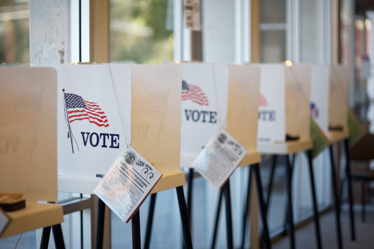 Voting booths at Hermosa Beach City Hall, California