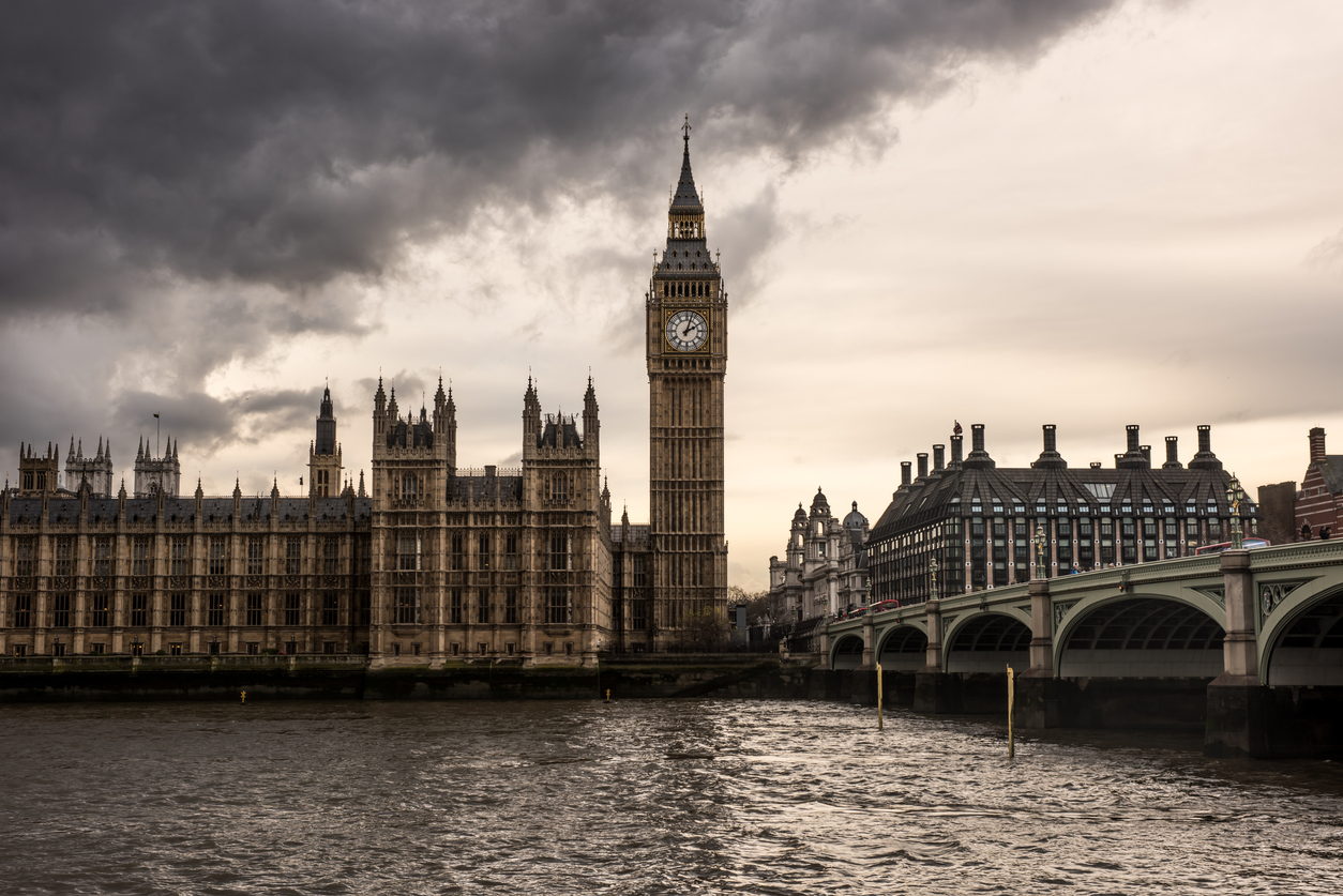 Dark clouds over Houses of Parliament and Big Ben