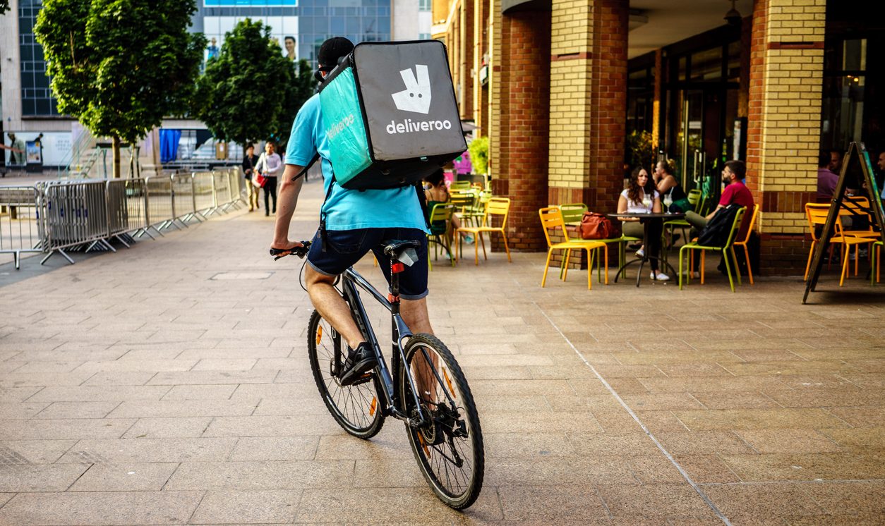 Deliveroo courier in Coventry City Centre