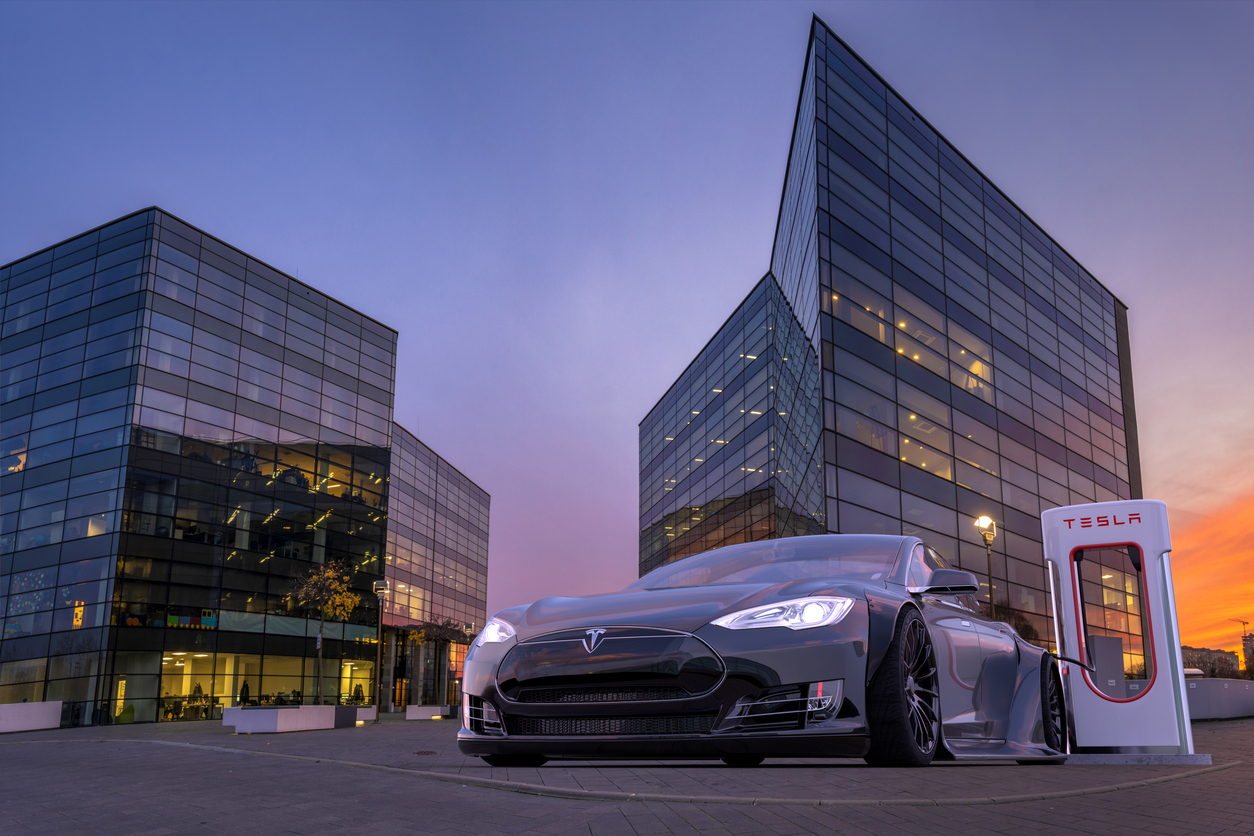 Tesla Model S at a charging point