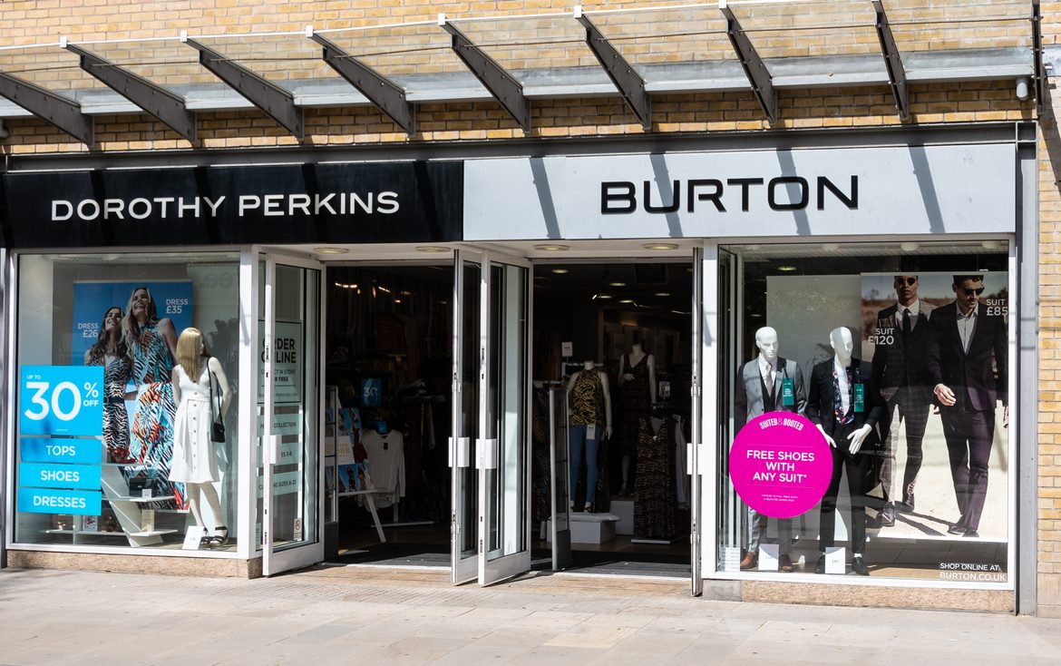 Dorothy Perkins and Burton stores in Canal Walk, Swindon, UK