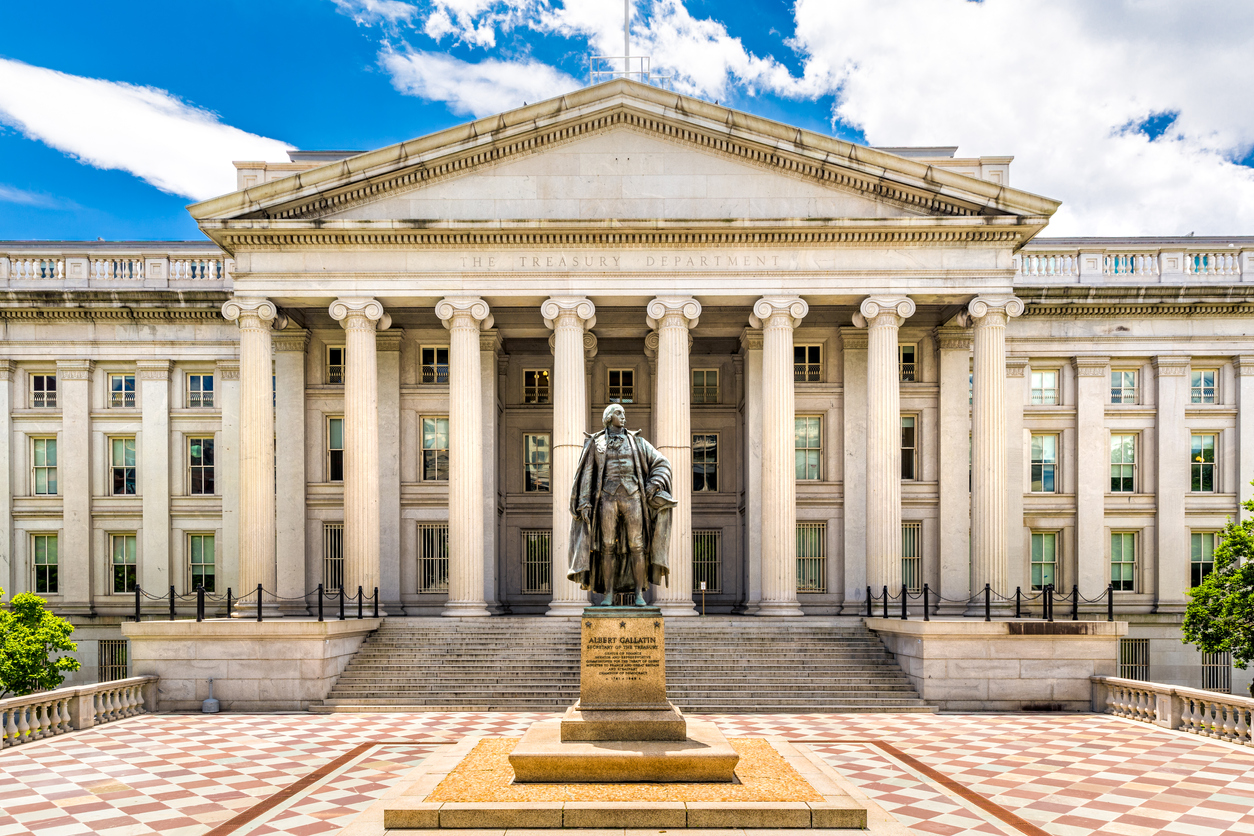 US Treasury Building on a clear day