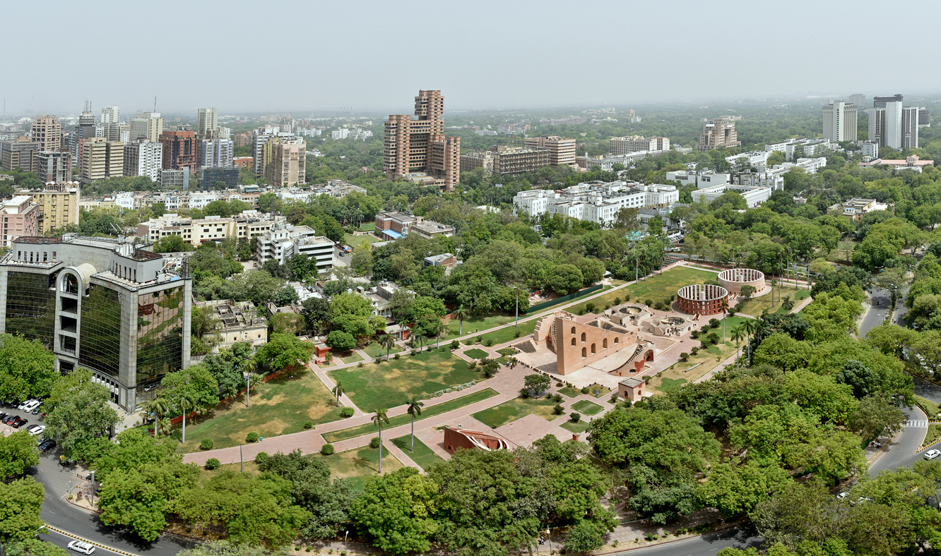 Aerial view of New Delhi green zone