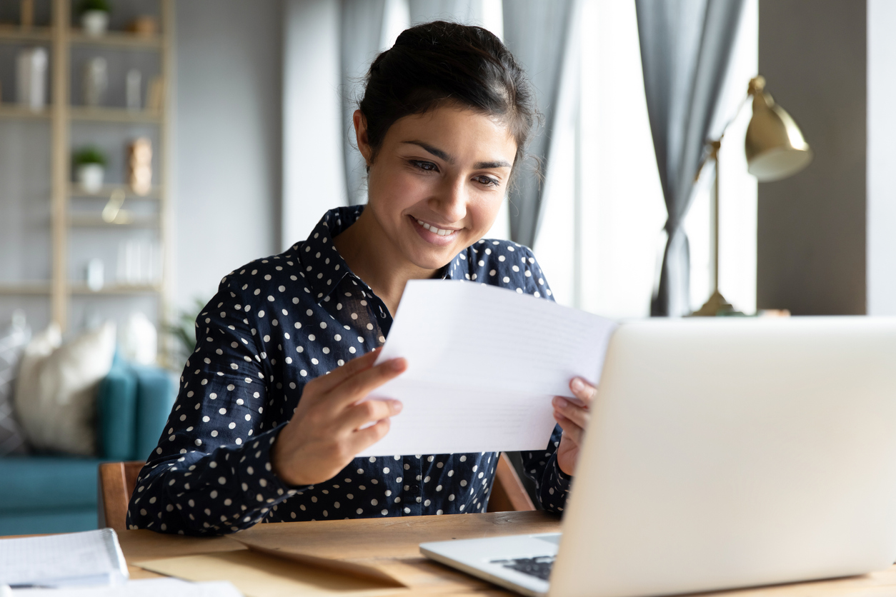 Employee receiving salary in the mail