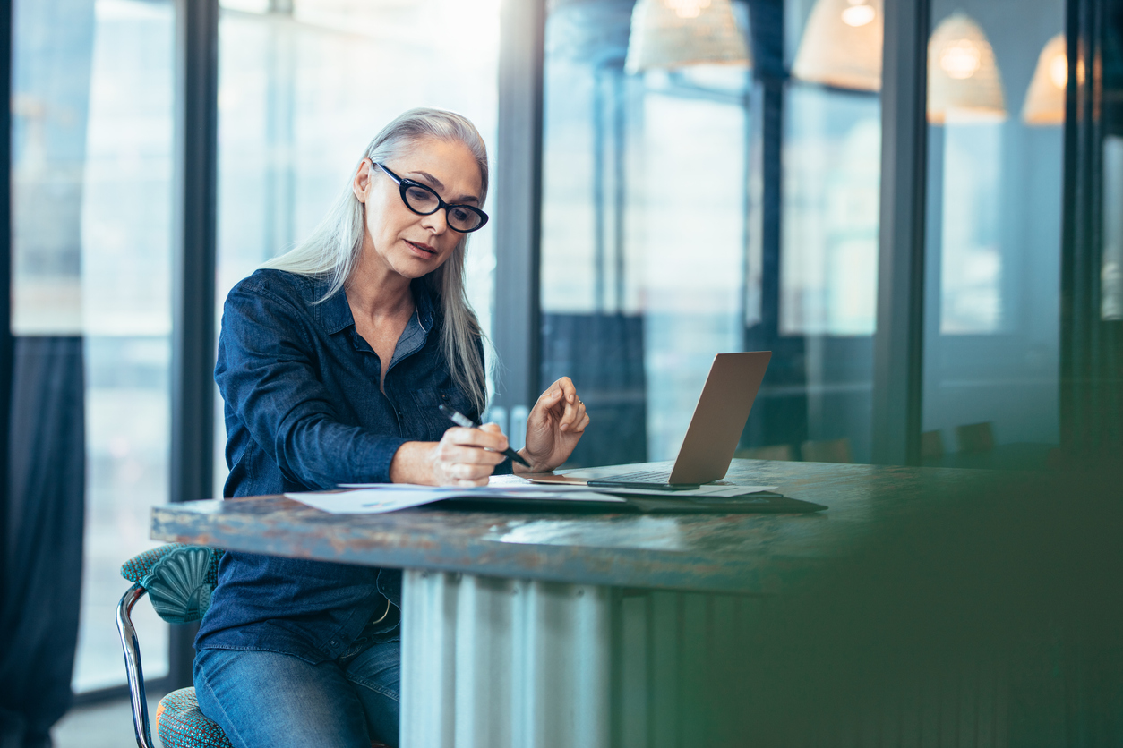 Senior businesswoman working in an office