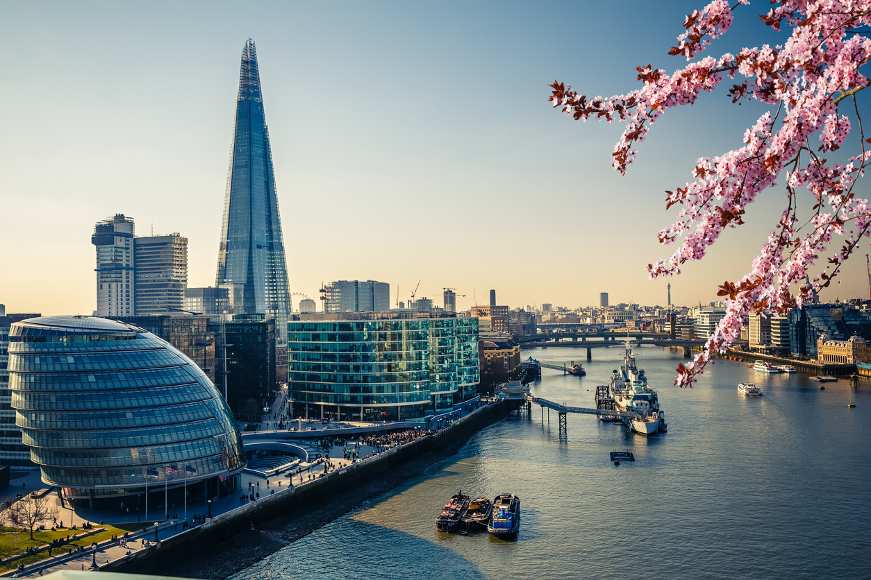 The Thames and the City of London in spring