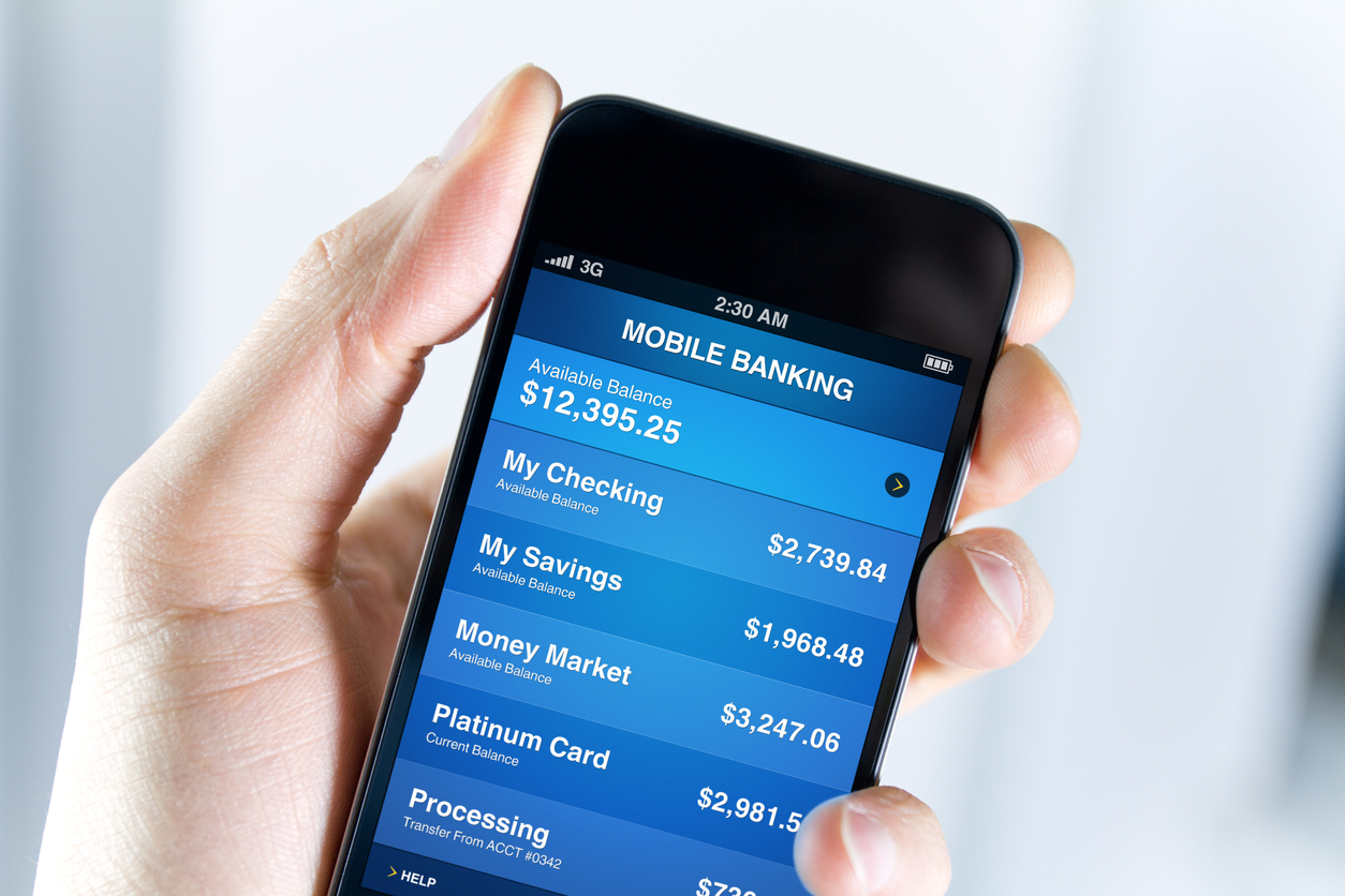 Mobile banking app displayed on smartphone screen