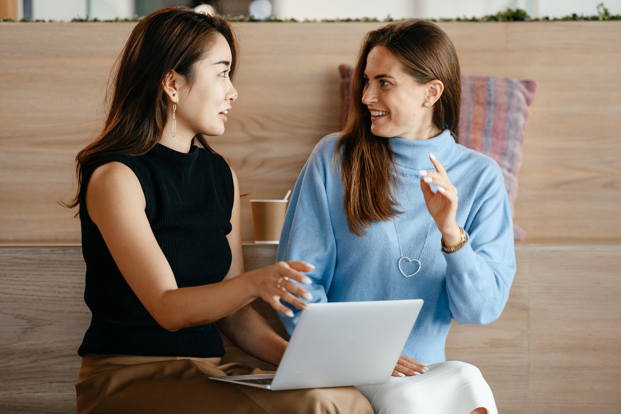 Two businesswomen in conversation