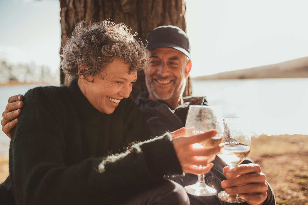 Couple celebrating an early retirement