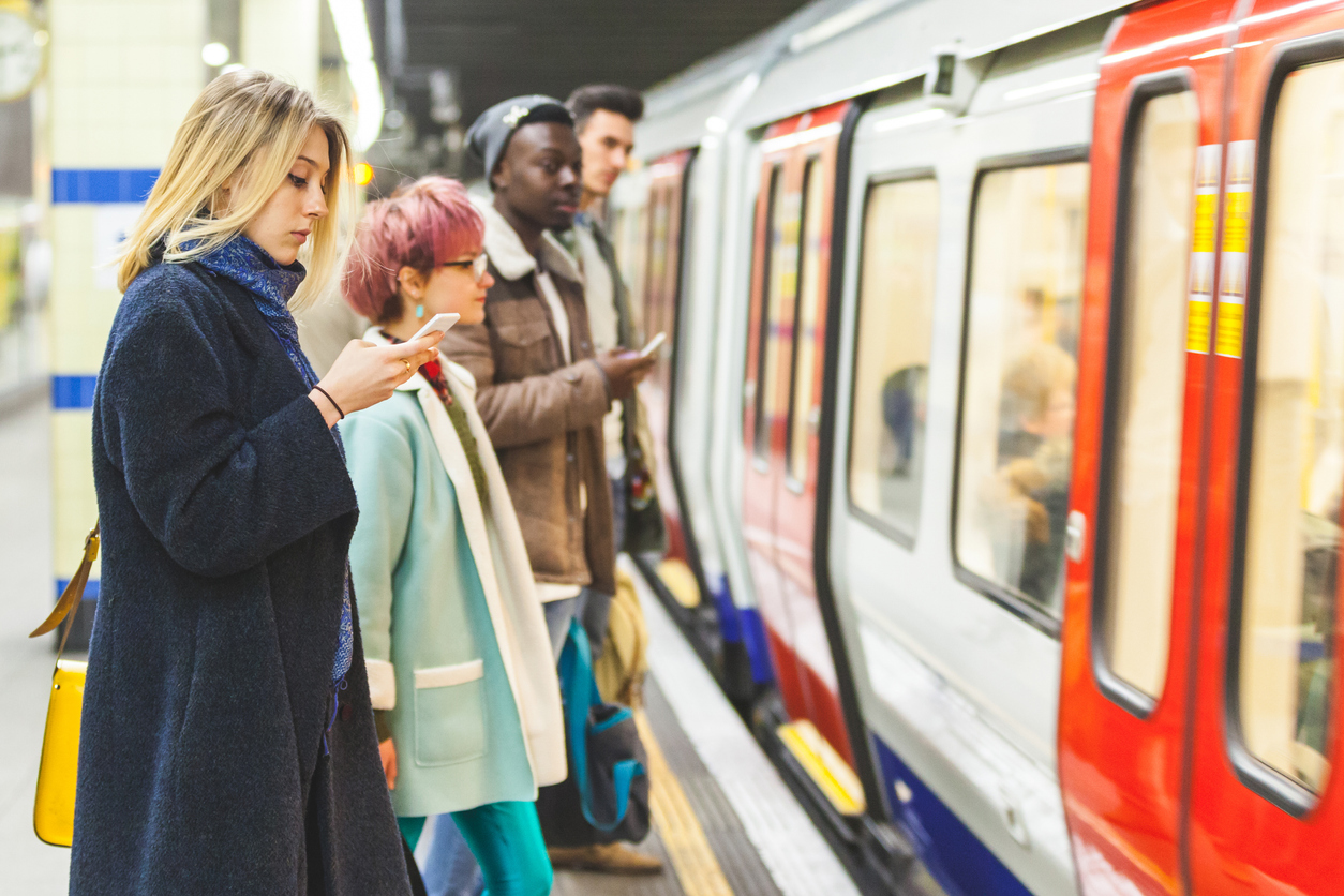 People commuting to work, London, UK.