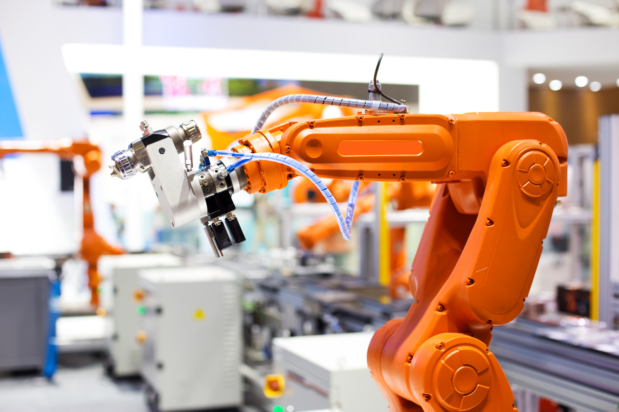 Industrial robot working in factory