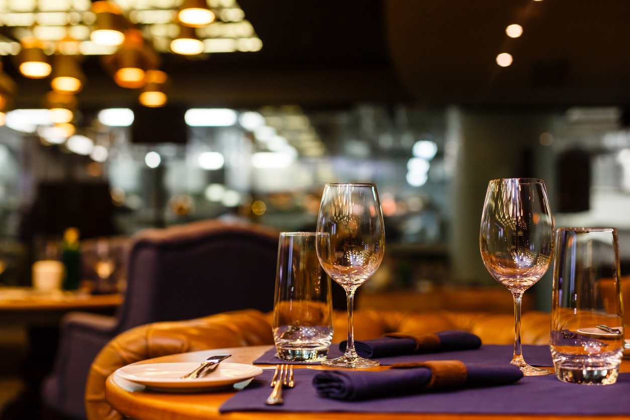 Empty restaurant, UK.