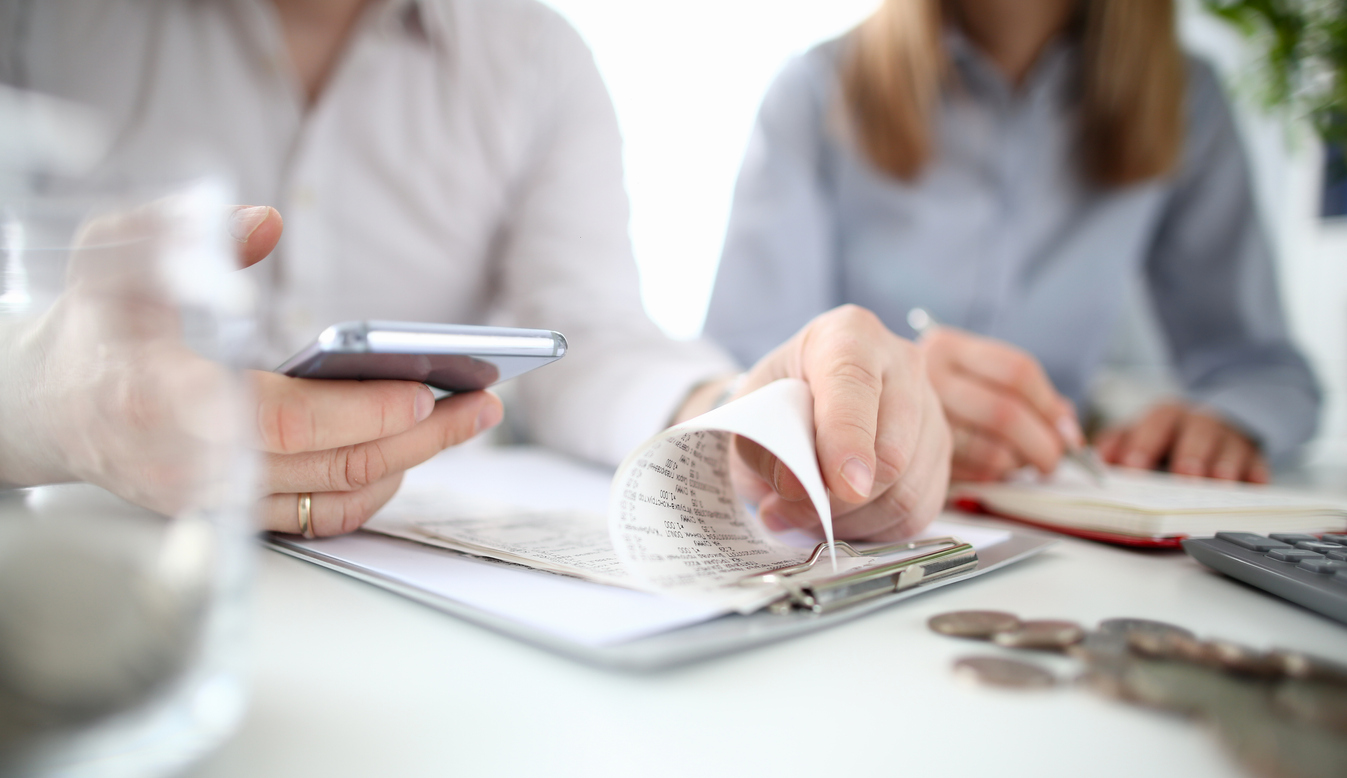 Young couple looking at finances