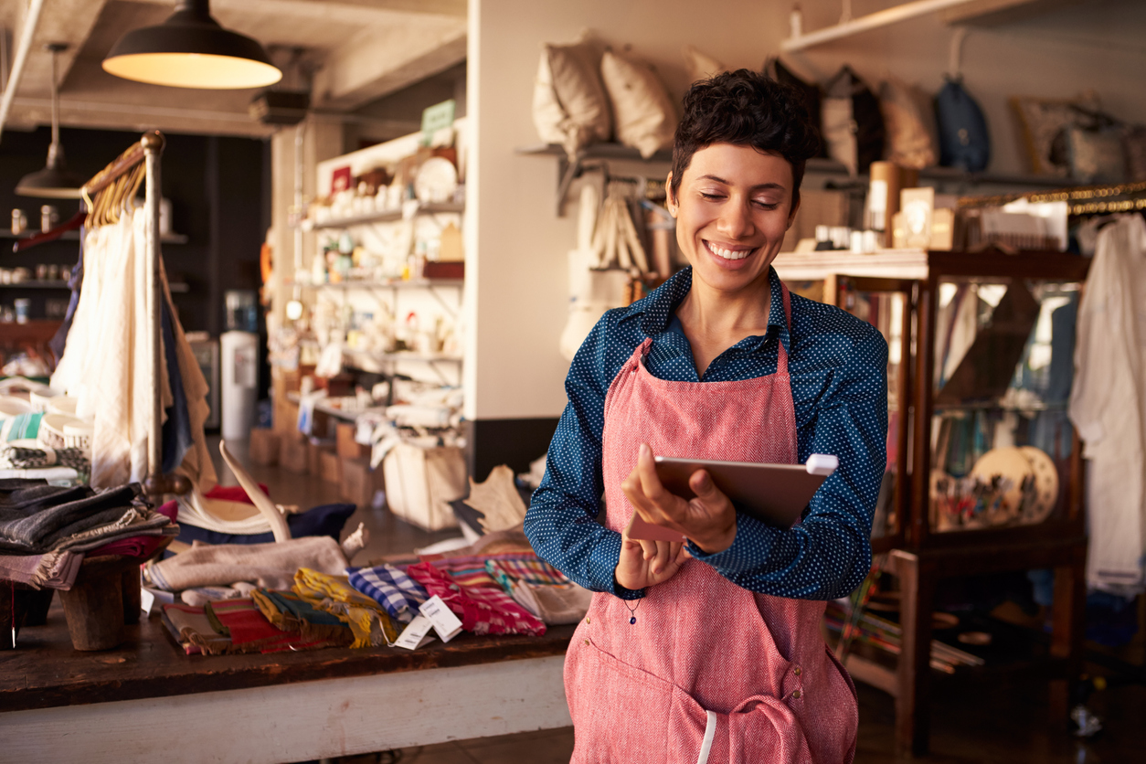 Business owner using tablet