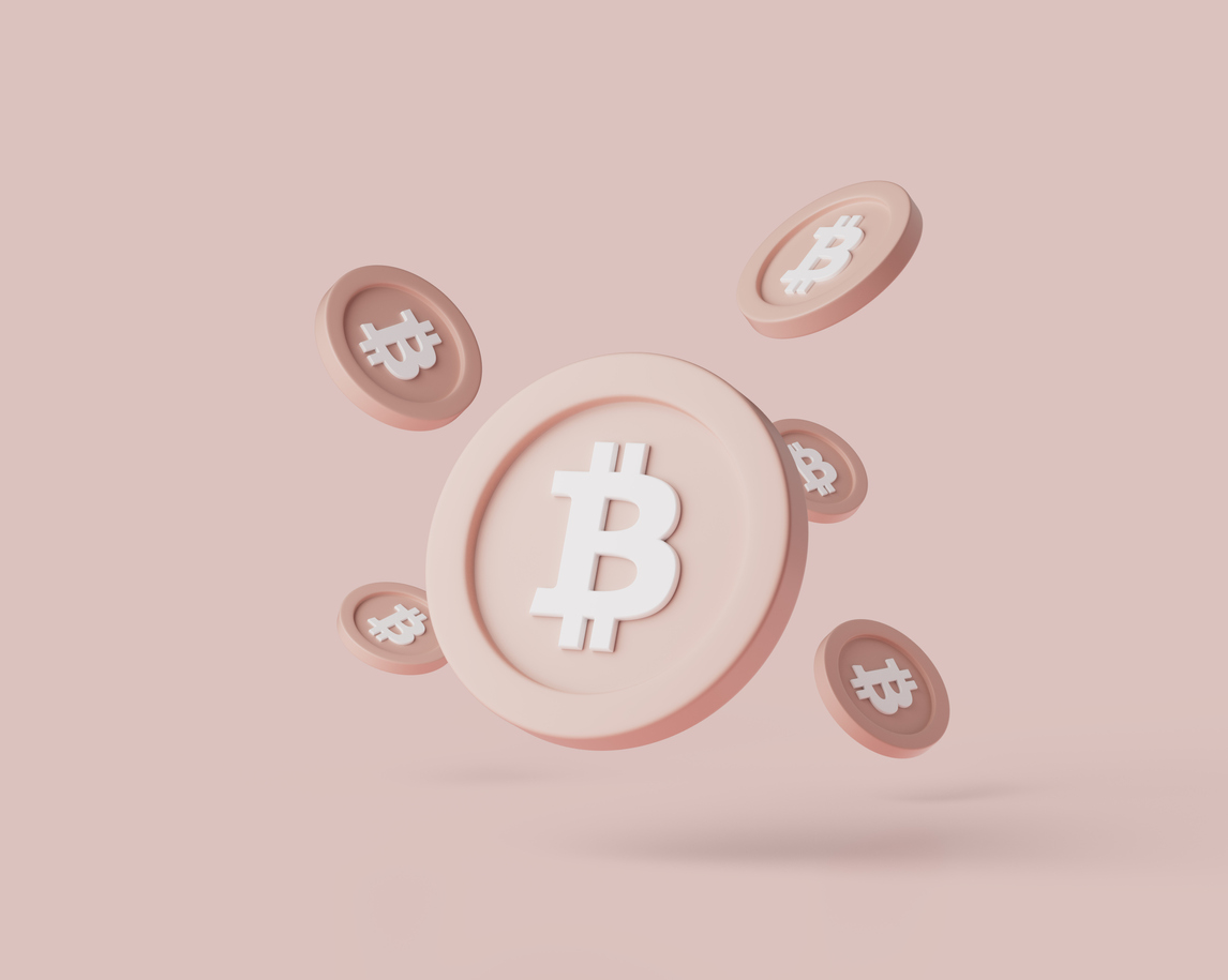 Bitcoin on pink background