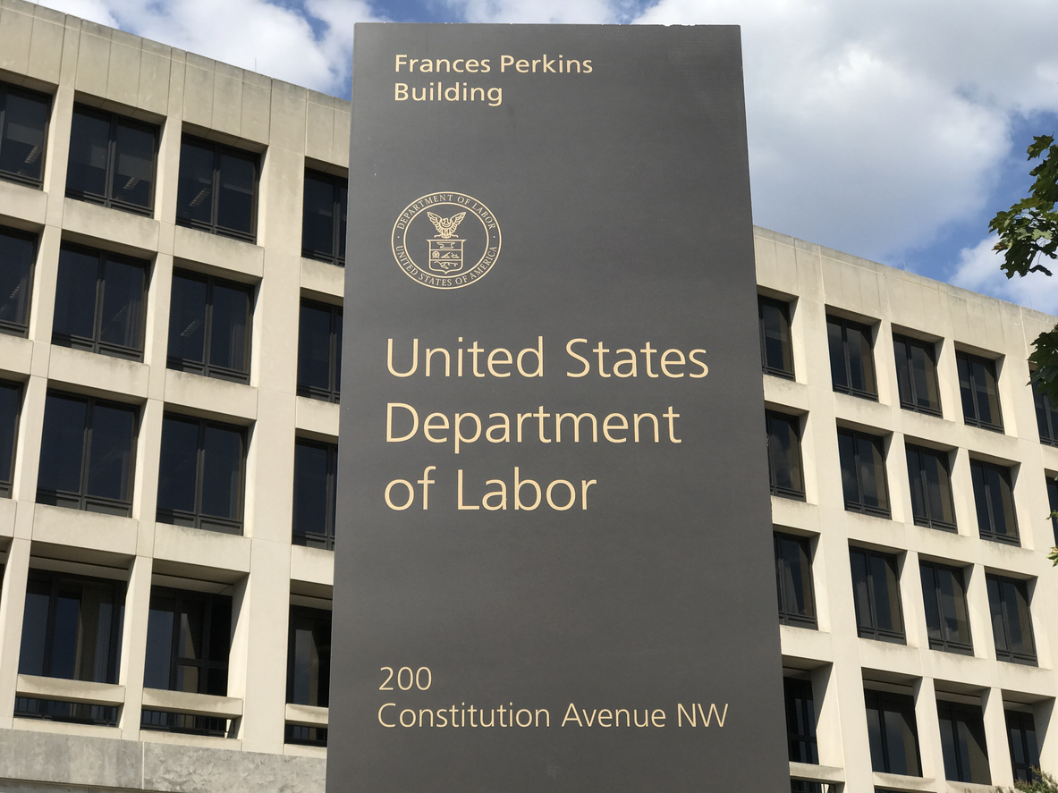 US Department of Labor sign and exterior.