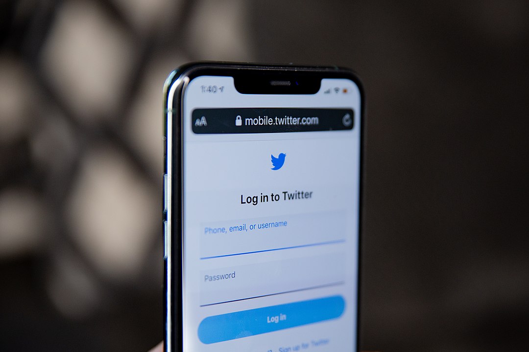 Twitter login on smartphone screen