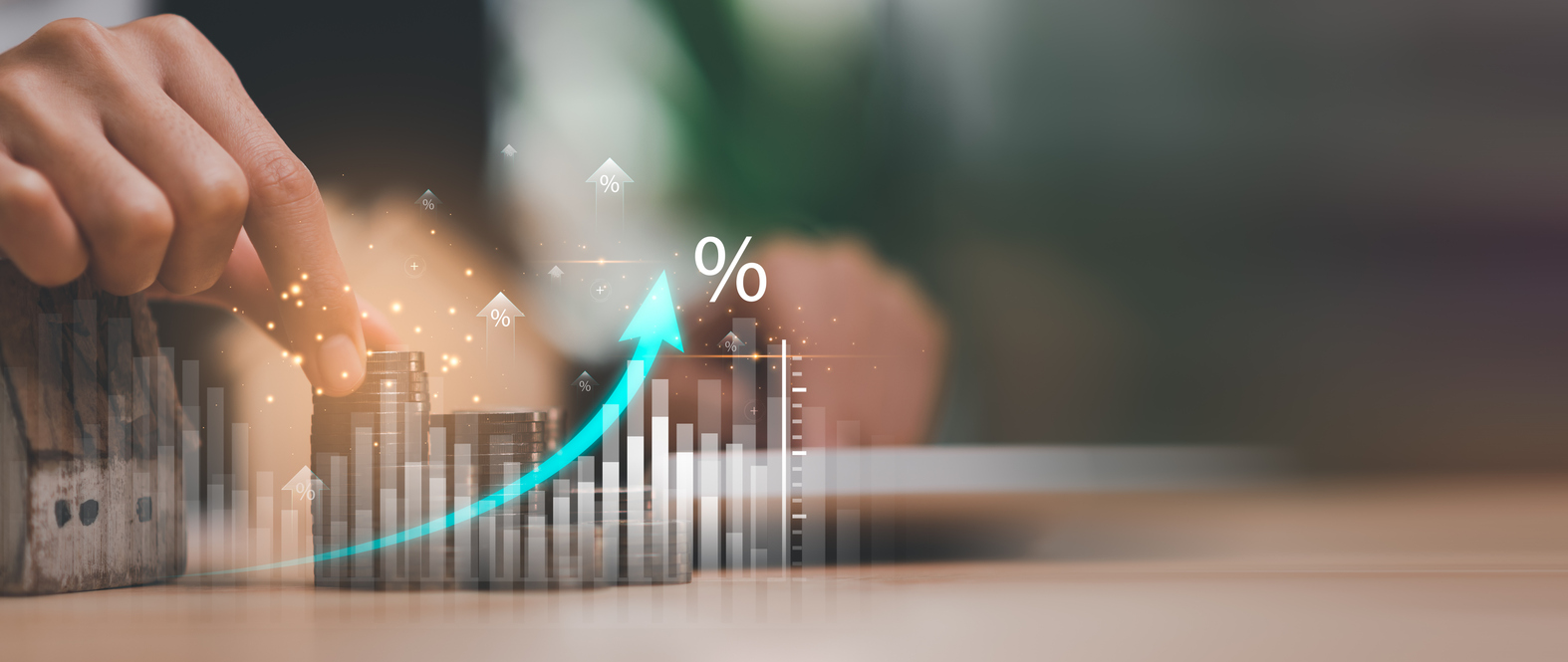 concept of interest rates and dividends ,investment growth percentage and interest on deposits ,interest rate growth and increase graph ,retirement returns ,financial analysis and calculations