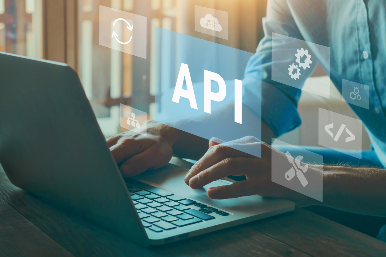 api concept, application programming interface, connect services on internet