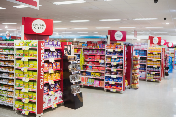 photograph of shelves with promotions