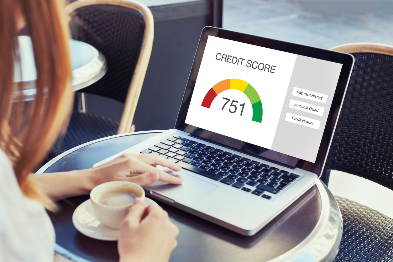 credit score concept on the screen of computer