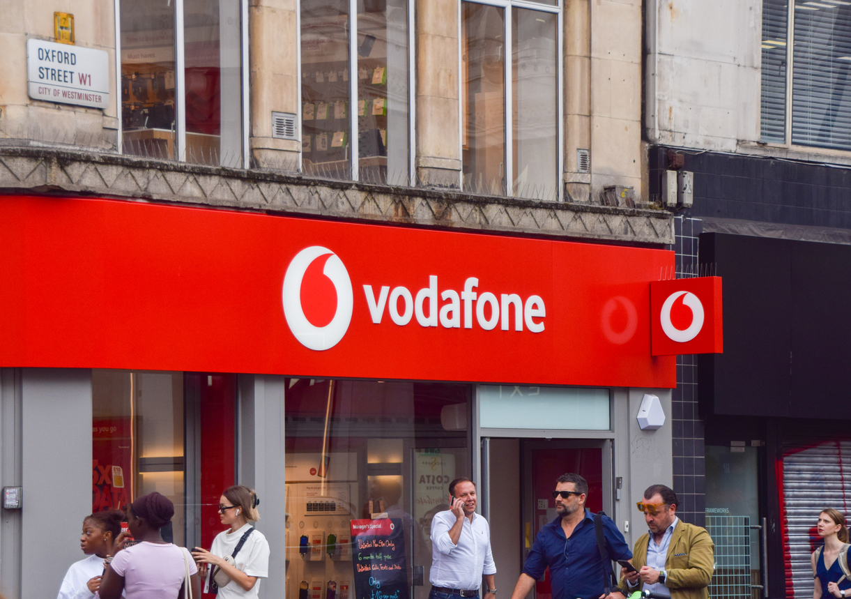 vodafone store on oxford street, london, uk