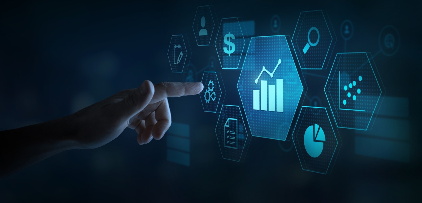 business analytics intelligence concept, financial charts