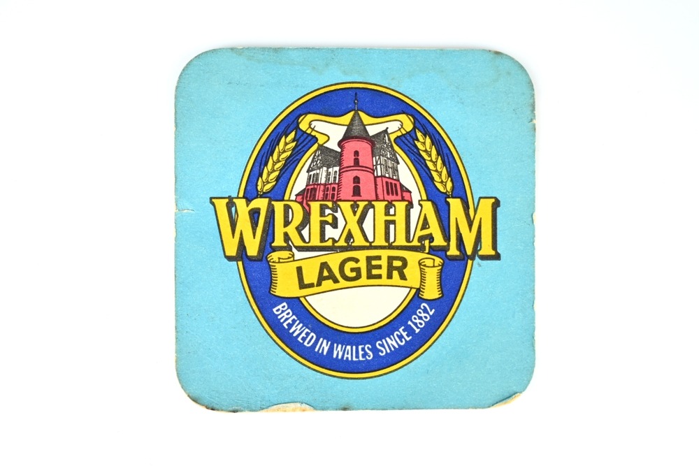 wrexham,lager,beer,mat,coaster,on,white,background,wales,,uk