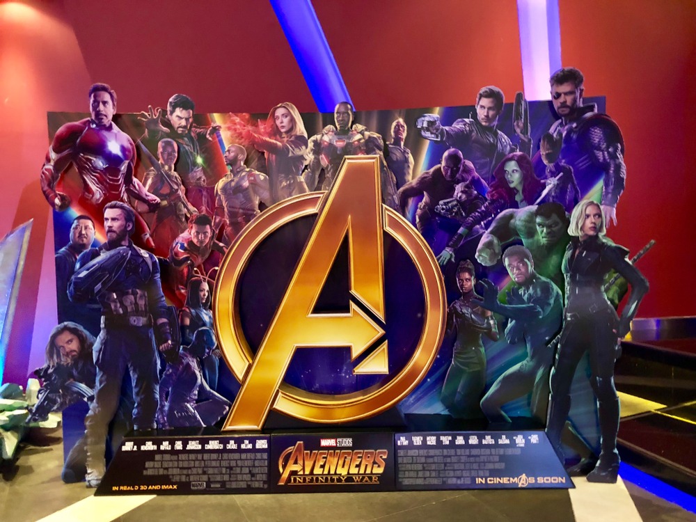 bangkok,,thailand, ,april,6,,2018:,view,of,standee,avengers: