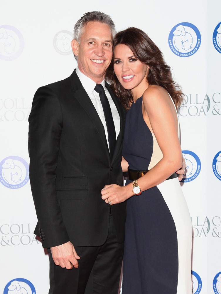 gary,and,danielle,lineker,arriving,for,the,collars,and,coats