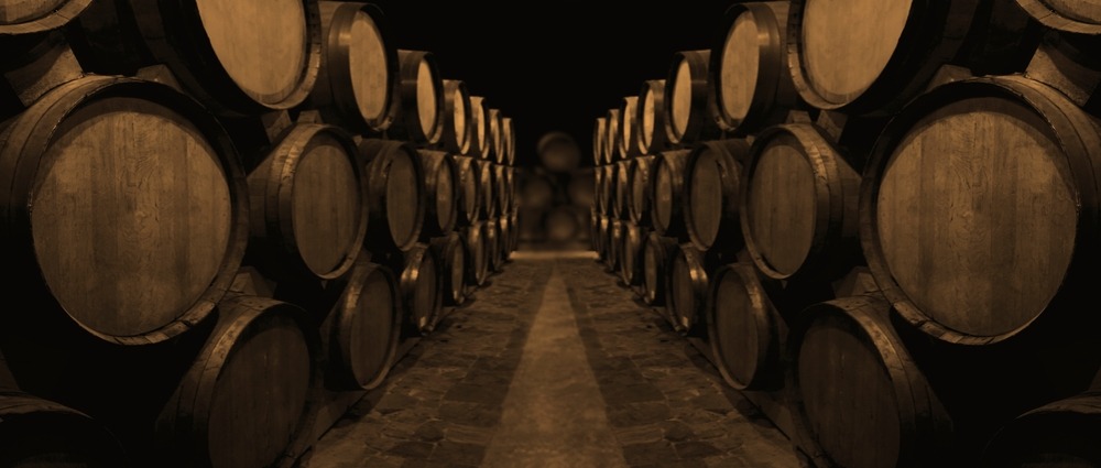 wine,or,cognac,barrels,in,the,cellar,of,the,winery,