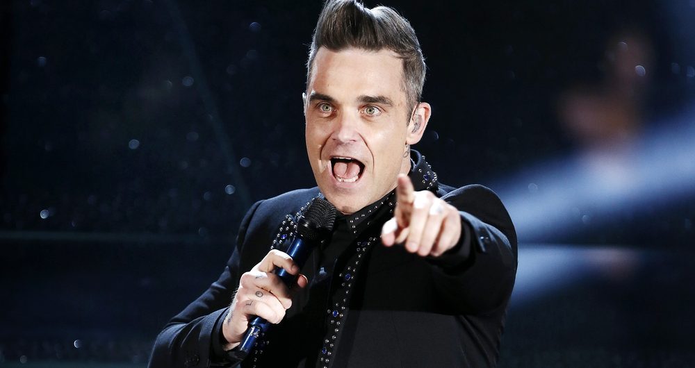 sanremo,,italy,,february,8:,singer,robbie,williams,performs,during,the