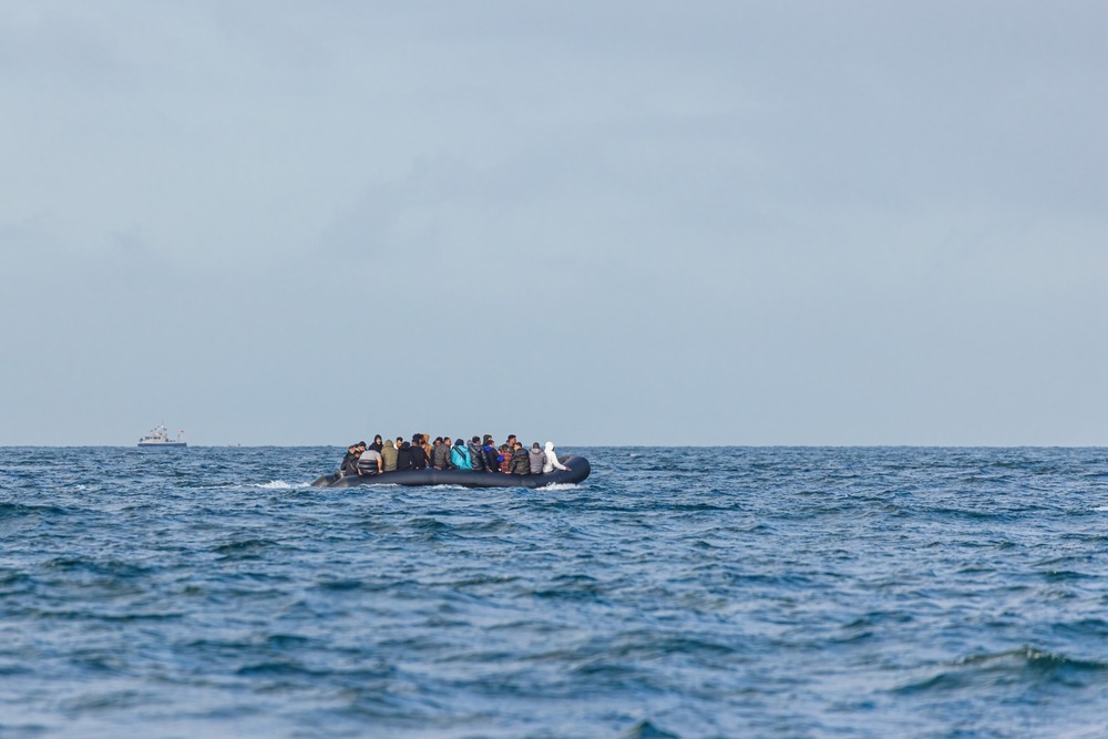 dover,,uk,,july,18th,2023.,migrants,on,a,boat,crossing