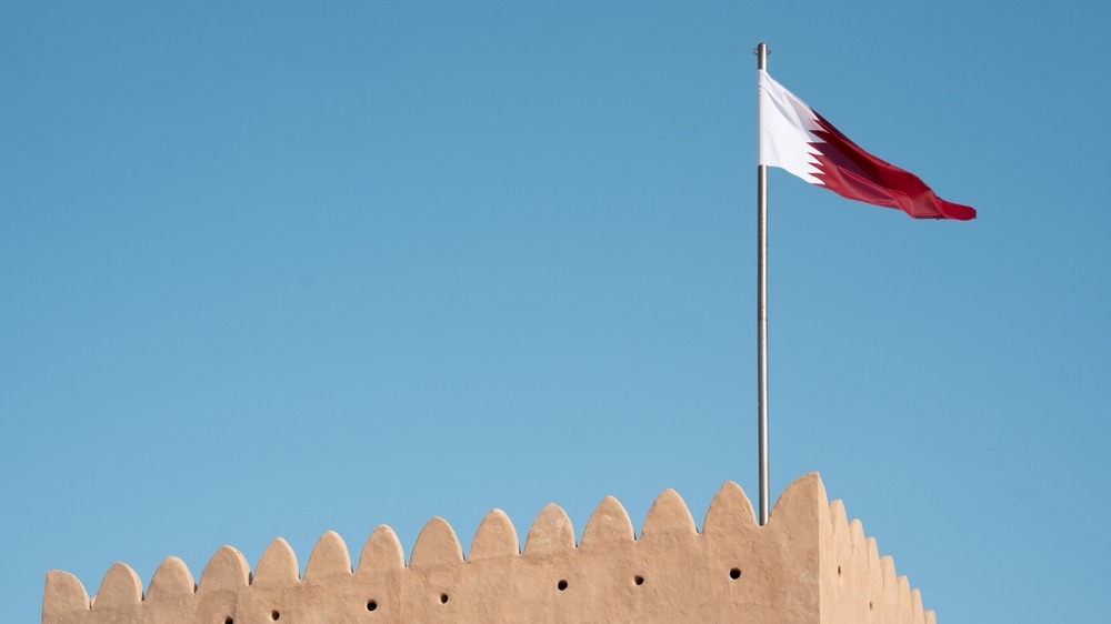 flag,of,qatar,in,al,zubara,fort,