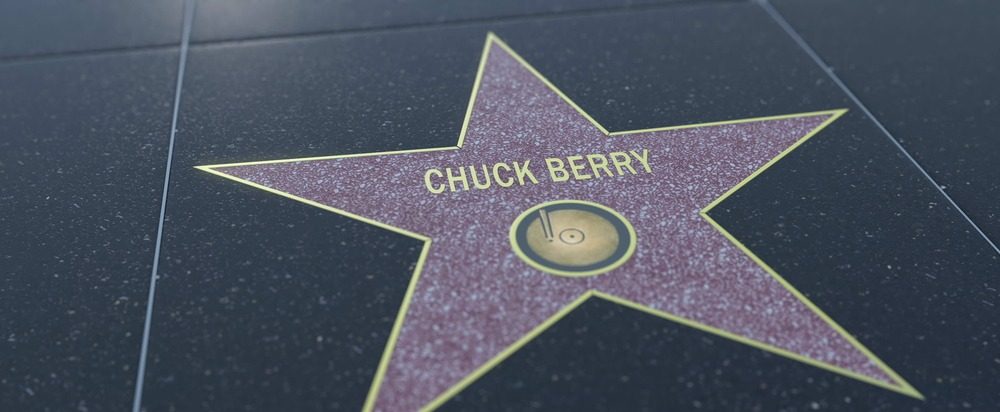 hollywood,walk,of,fame,star,with,chuck,berry,inscription.,editorial