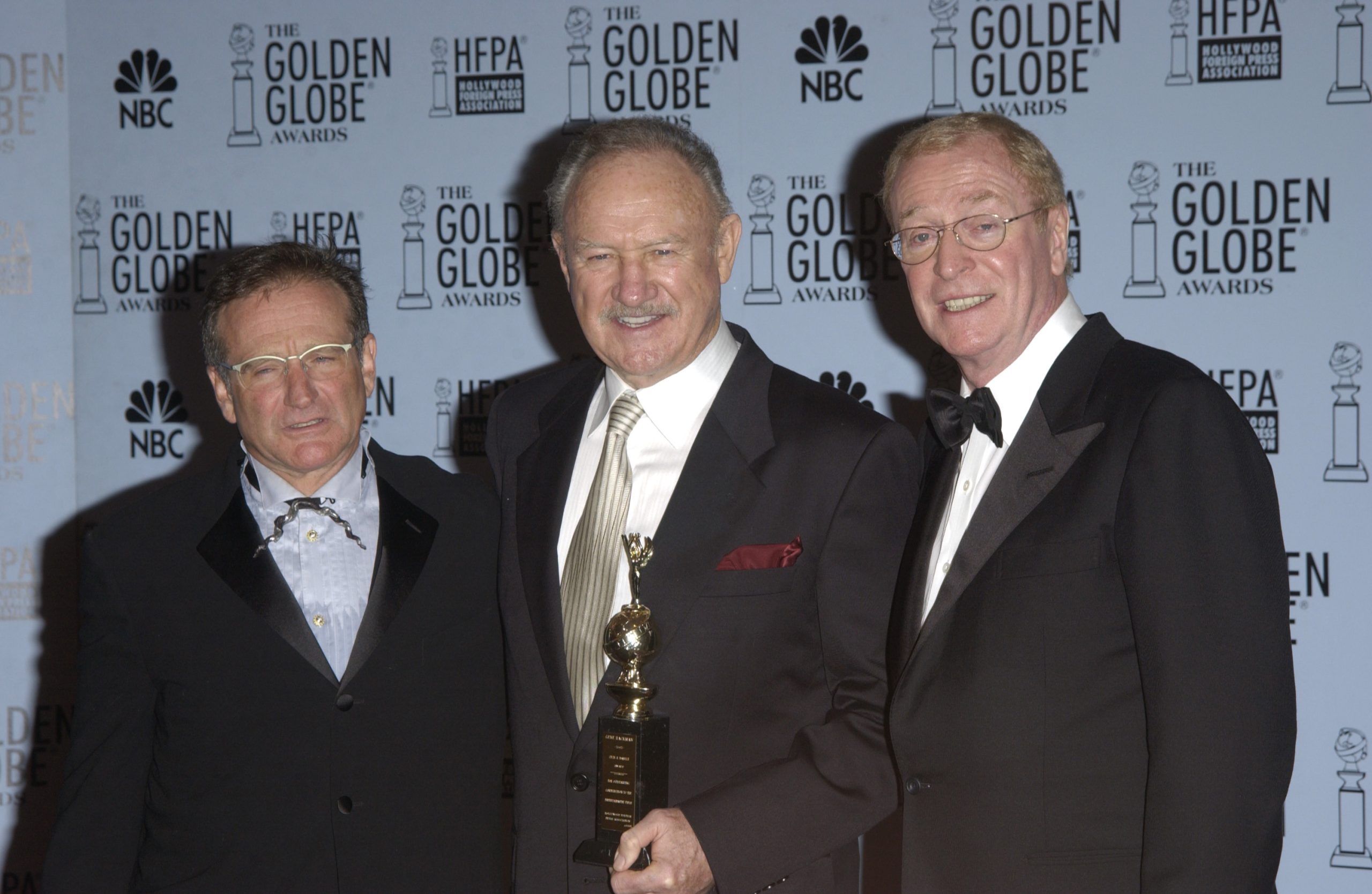 robin,wiliams,(left),,gene,hackman,&,michael,caine,at,the