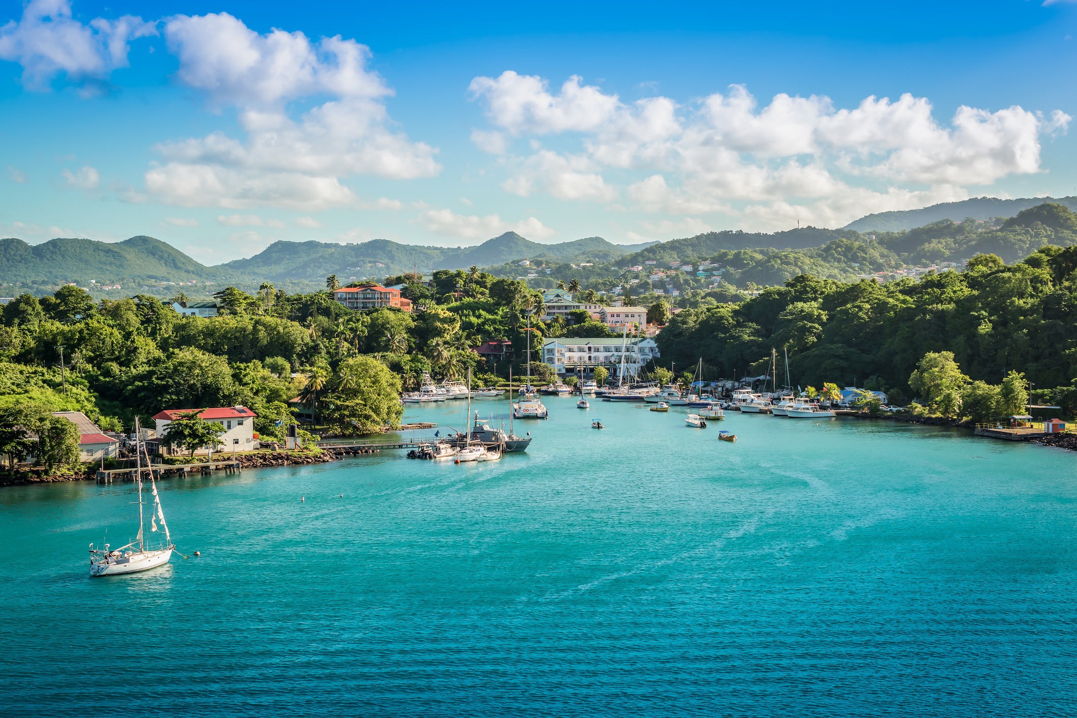 marina landscape of castries, st lucia