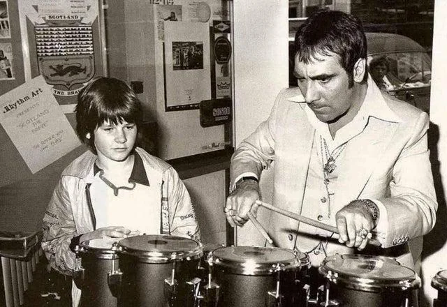 Zak Starkey, the son of Ringo Starr, watched Keith Moon play the drums.